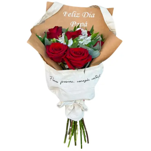 Bolsa de 6 rosas importadas con frase personalizada